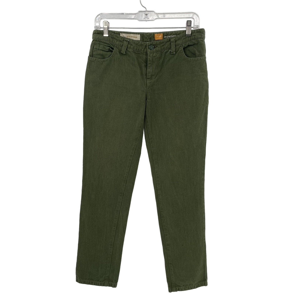 Pilcro and the Letterpress Green Hyphen Fit Linen Cotton Jeans Size 28